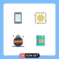 Group of 4 Flat Icons Signs and Symbols for mobile operation secure automation christmas Editable Vector Design Elements