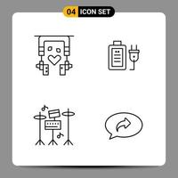 4 Black Icon Pack Outline Symbols Signs for Responsive designs on white background 4 Icons Set vector