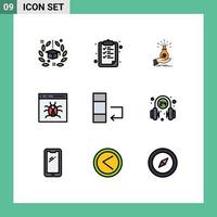 9 Universal Filledline Flat Color Signs Symbols of app investment education debt business Editable Vector Design Elements
