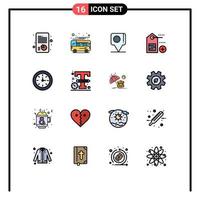 Universal Icon Symbols Group of 16 Modern Flat Color Filled Lines of education tag transport label bangla Editable Creative Vector Design Elements