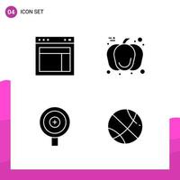 Glyph Icon set Pack of 4 Solid Icons isolated on White Background for responsive Website Design Print and Mobile Applications vector