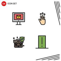 Set of 4 Modern UI Icons Symbols Signs for computer handbag service mobile security Editable Vector Design Elements