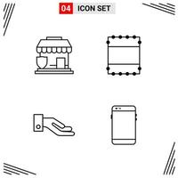 4 Icons Line Style Grid Based Creative Outline Symbols for Website Design Simple Line Icon Signs Isolated on White Background 4 Icon Set vector