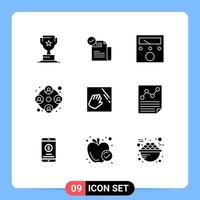 9 Solid Glyph concept for Websites Mobile and Apps clean work features users people Editable Vector Design Elements