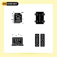 4 Creative Icons for Modern website design and responsive mobile apps 4 Glyph Symbols Signs on White Background 4 Icon Pack vector