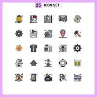 Modern Set of 25 Filled line Flat Colors and symbols such as cash sms document message envelope Editable Vector Design Elements
