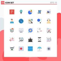 Set of 25 Modern UI Icons Symbols Signs for tools document growth blueprint pass Editable Vector Design Elements