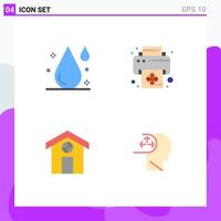 Pack of 4 Modern Flat Icons Signs and Symbols for Web Print Media such as blood house water printer disorder Editable Vector Design Elements