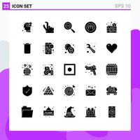 Pack of 25 Modern Solid Glyphs Signs and Symbols for Web Print Media such as dslr digital code search camera medical Editable Vector Design Elements