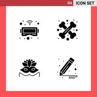 4 Icon Pack Solid Style Glyph Symbols on White Background Simple Signs for general designing vector