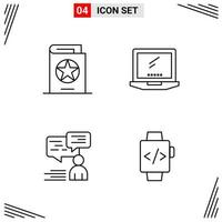 4 Icons Line Style Grid Based Creative Outline Symbols for Website Design Simple Line Icon Signs Isolated on White Background 4 Icon Set vector