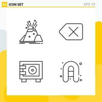 Collection of 4 Universal Line Icons Icon Set for Web and Mobile vector