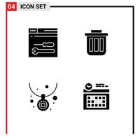 User Interface Solid Glyph Pack of modern Signs and Symbols of development dustbin web bin accessories Editable Vector Design Elements