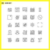 Pictogram Set of 25 Simple Lines of clock hourglass alert website video Editable Vector Design Elements