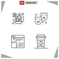 4 iconos estilo de línea cuadrícula basada en símbolos de contorno creativo para el diseño de sitios web signos de icono de línea simple aislados en fondo blanco 4 conjunto de iconos vector