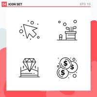 Collection of 4 Vector Icons in Line style Modern Outline Symbols for Web and Mobile Line Icon Sign Isolated on White Background 4 Icons