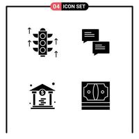 Pack of 4 Modern Solid Glyphs Signs and Symbols for Web Print Media such as rood business chat bank finance Editable Vector Design Elements