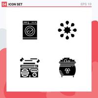 User Interface Solid Glyph Pack of modern Signs and Symbols of kitchen audio solidarity radio coin Editable Vector Design Elements