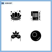 4 Solid Glyph concept for Websites Mobile and Apps chinese mask lotus sign outline Editable Vector Design Elements