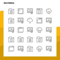 conjunto de iconos de línea multimedia conjunto 25 iconos diseño de estilo minimalista vectorial conjunto de iconos negros paquete de pictogramas lineales vector