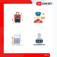 4 Universal Flat Icon Signs Symbols of bag accounting travel bag man banking Editable Vector Design Elements