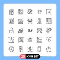 25 Line Black Icon Pack Outline Symbols for Mobile Apps isolated on white background 25 Icons Set vector