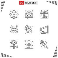 9 Icons Line Style Grid Based Creative Outline Symbols for Website Design Simple Line Icon Signs Isolated on White Background 9 Icon Set vector