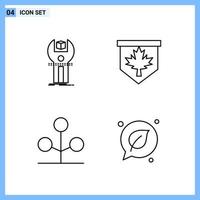 4 Icons Line style Creative Outline Symbols Black Line Icon Sign Isolated on White Background vector