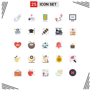 25 User Interface Flat Color Pack of modern Signs and Symbols of aspect ratio pin gamepad location sign board Editable Vector Design Elements