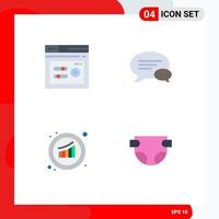 Set of 4 Vector Flat Icons on Grid for keyword growth web message sales Editable Vector Design Elements