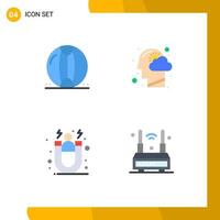 Set of 4 Vector Flat Icons on Grid for ball thinking sea head customer Editable Vector Design Elements