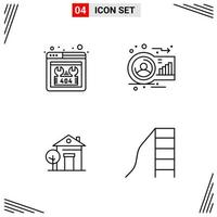 4 Icons Line Style Grid Based Creative Outline Symbols for Website Design Simple Line Icon Signs Isolated on White Background 4 Icon Set vector