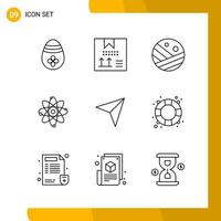 9 Icon Set Line Style Icon Pack Outline Symbols isolated on White Backgound for Responsive Website Designing vector