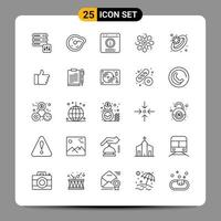 25 Black Icon Pack Outline Symbols Signs for Responsive designs on white background 25 Icons Set vector