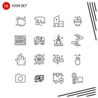 Collection of 16 Vector Icons in Line style Pixle Perfect Outline Symbols for Web and Mobile Line Icon Signs on White Background 16 Icons