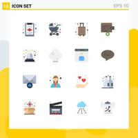 16 User Interface Flat Color Pack of modern Signs and Symbols of food siren luggage emergency wallet Editable Pack of Creative Vector Design Elements