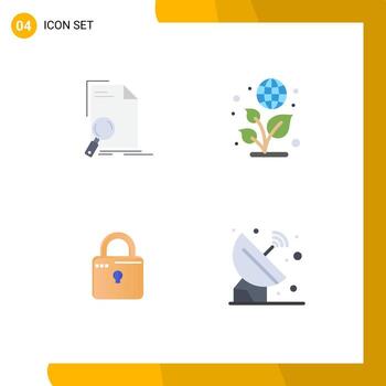 4 Flat Icon concept for Websites Mobile and Apps analysis computing find day security Editable Vector Design Elements