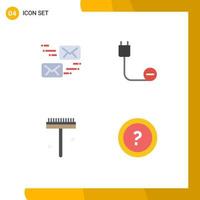 4 Thematic Vector Flat Icons and Editable Symbols of email garden message devices rake Editable Vector Design Elements