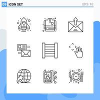 iconos de estilo moderno de 9 líneas delinean símbolos para uso general signo de icono de línea creativa aislado sobre fondo blanco paquete de 9 iconos vector