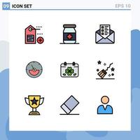 paquete de iconos de vectores de stock de 9 signos y símbolos de línea para elementos de diseño de vectores editables de energía de trébol de chat del día de patricks