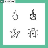 4 Universal Filledline Flat Colors Set for Web and Mobile Applications fingers sea research tube starfish Editable Vector Design Elements