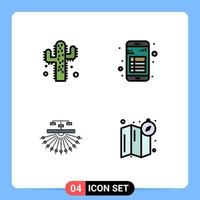 4 Universal Filledline Flat Colors Set for Web and Mobile Applications cactus site app note structure Editable Vector Design Elements