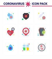 conjunto de iconos de prevención de coronavirus 25 cuidado azul virus de pulso vacuna de corazón coronavirus viral 2019nov elementos de diseño de vector de enfermedad