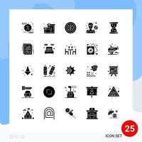 25 Universal Solid Glyphs Set for Web and Mobile Applications glass man interface basketball athlete Editable Vector Design Elements