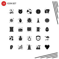 Set of 25 Vector Solid Glyphs on Grid for chat user connect target online Editable Vector Design Elements