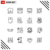 conjunto perfecto de píxeles de 16 iconos de línea conjunto de iconos de esquema para el diseño de sitios web y la interfaz de aplicaciones móviles vector