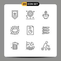 9 Universal Outline Signs Symbols of wheel color celebrate ligh festival Editable Vector Design Elements