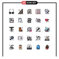 Pictogram Set of 25 Simple Filled line Flat Colors of education recovery blogging patient report Editable Vector Design Elements