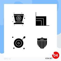 Modern Pack of 4 Icons Solid Glyph Symbols isolated on White Backgound for Website designing vector