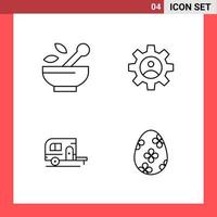 4 Icon Pack Line Style Outline Symbols on White Background Simple Signs for general designing vector